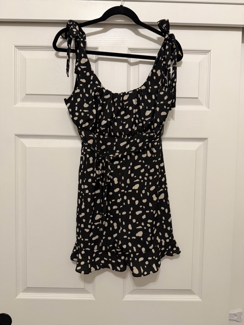 Pink Lily Black & Cream Polka Dot Romper